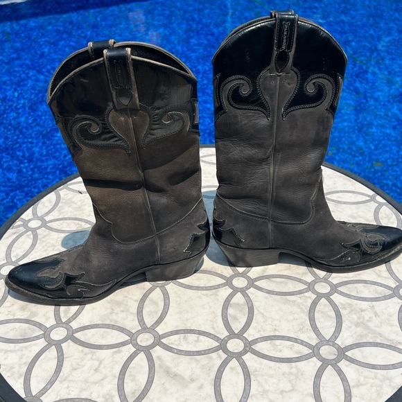 Men’s SZ 8.5 PARAGON Black Cowboy Boots Vintage - Picture 2 of 11